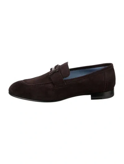Pre-owned Hermes Paris H Logo Loafers In Brown