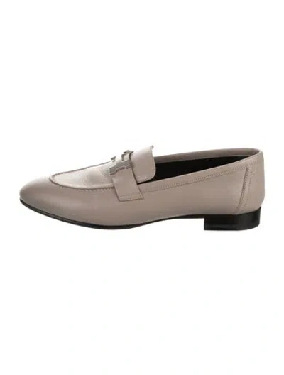 Pre-owned Hermes Paris H Logo Loafers In Gray