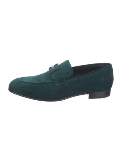 Pre-owned Hermes Paris H Logo Loafers In Green