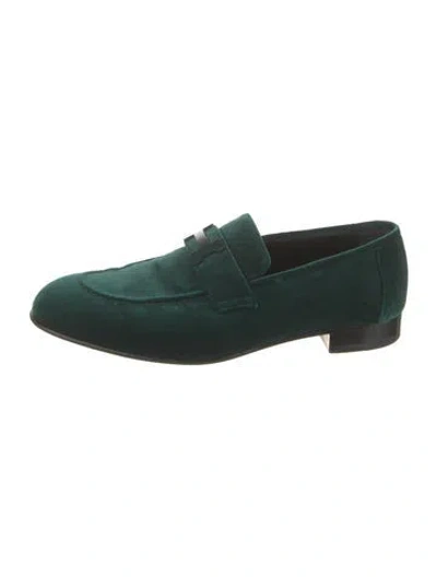 Pre-owned Hermes Paris H Logo Loafers In Green