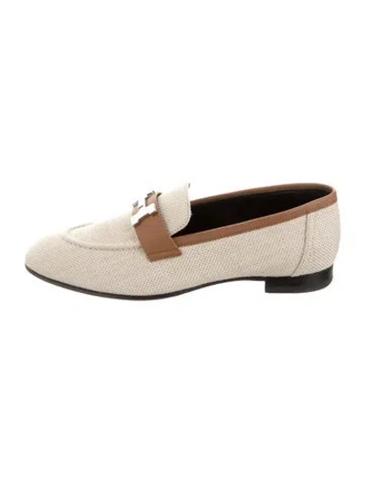 Pre-owned Hermes Paris H Logo Loafers In Neutral