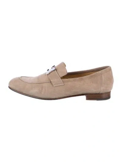 Pre-owned Hermes Paris H Logo Loafers In Neutral