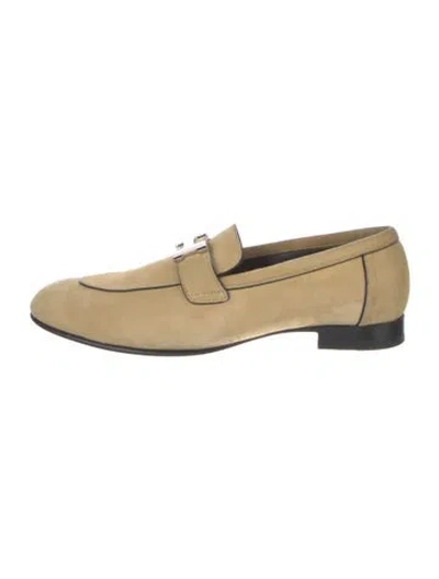 Pre-owned Hermes Paris H Logo Loafers In Neutral