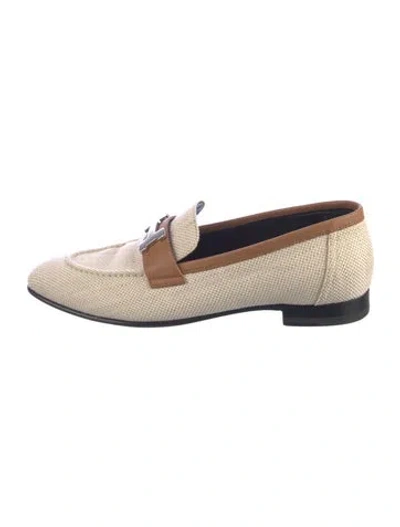 Pre-owned Hermes Paris H Logo Loafers In Neutrals