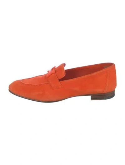 Pre-owned Hermes Paris H Logo Loafers In Orange