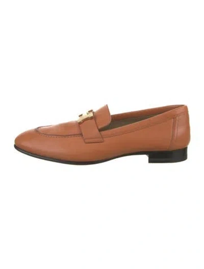 Pre-owned Hermes Paris H Logo Loafers In Orange