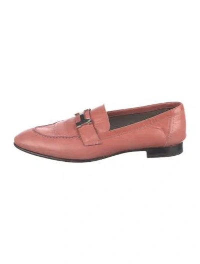 Pre-owned Hermes Paris H Logo Loafers In Pink