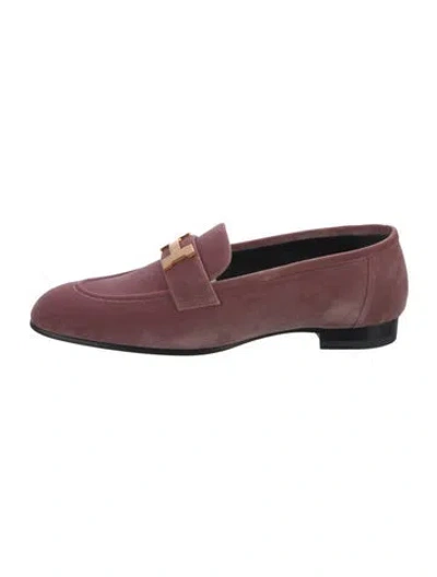Pre-owned Hermes Paris H Logo Loafers In Pink