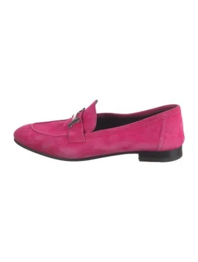 Pre-owned Hermes Paris H Logo Loafers In Pink