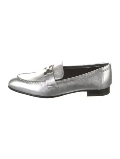 Pre-owned Hermes Paris H Logo Loafers In Silver