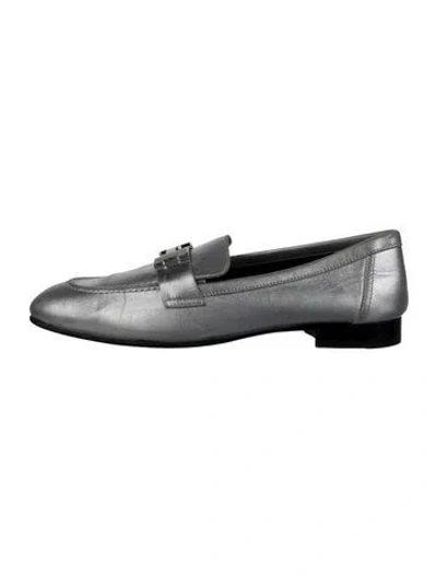 Pre-owned Hermes Paris H Logo Loafers In Silver