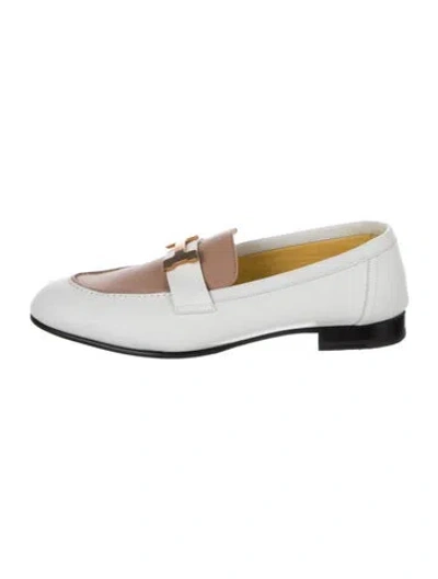 Pre-owned Hermes Paris H Logo Loafers In White