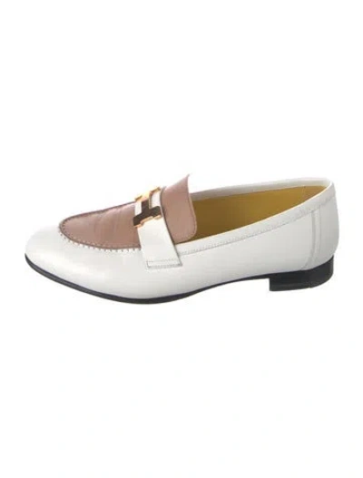 Pre-owned Hermes Paris H Logo Loafers In White