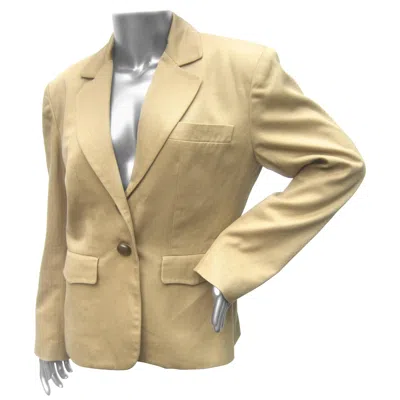 Pre-owned Hermes Paris Khaki Cotton Blend Womens Jacket Circa 1980s In Sand