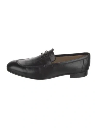 Pre-owned Hermes Paris Leather Dress Loafers In Black