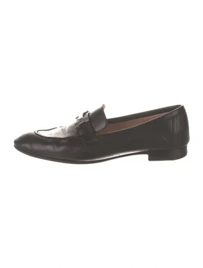 Pre-owned Hermes Paris Leather Loafers In Black