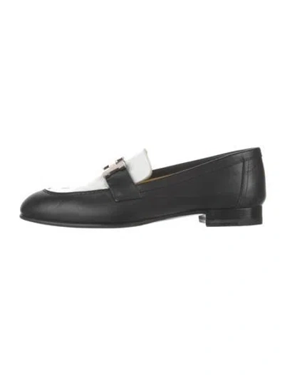 Pre-owned Hermes Paris Leather Loafers In Black