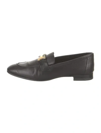 Pre-owned Hermes Paris Leather Loafers In Black