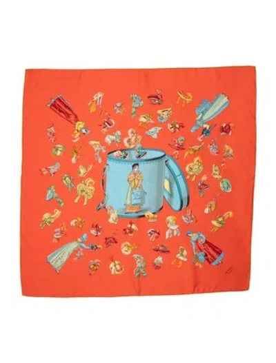 Pre-owned Hermes Paris Modiste Silk Scarf In Red