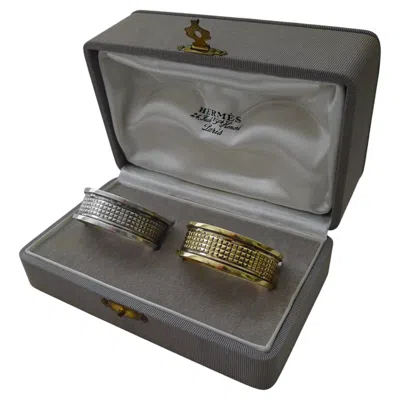 Pre-owned Hermes , Paris - Pair Sterling Silver / Silver Gilt Napkin Rings