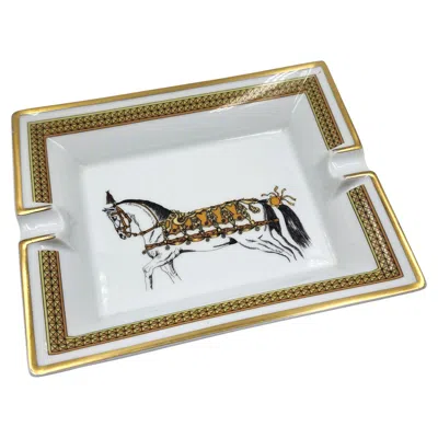 Pre-owned Hermes Paris Porcelain Ashtray In Gray