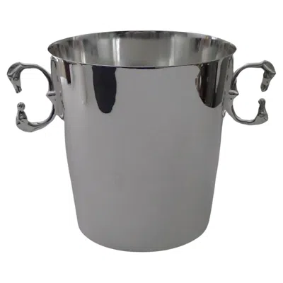 Pre-owned Hermes Hermès, Paris - Rare Equestrian Champagne Bucket C.1960 In Silver