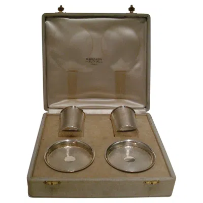 Pre-owned Hermes Paris, Rare French Silver Smoking Set, C 1930 In Brown