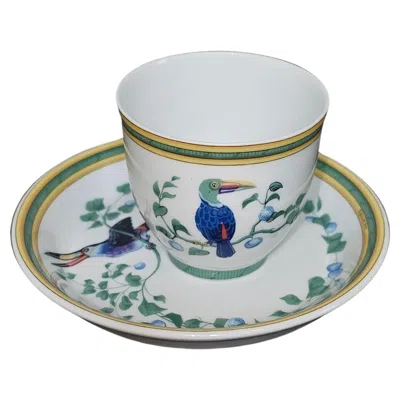 Pre-owned Hermes Hermès Paris Toucan Porcelain Small Cup Bowl & Dish In Gray