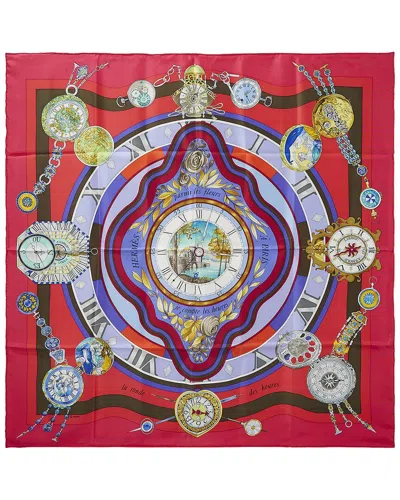 Pre-owned Hermes Hermès Parmi Les Fleurs Loïc Dubigeon Silk Scarf (authentic Pre-loved) In Red
