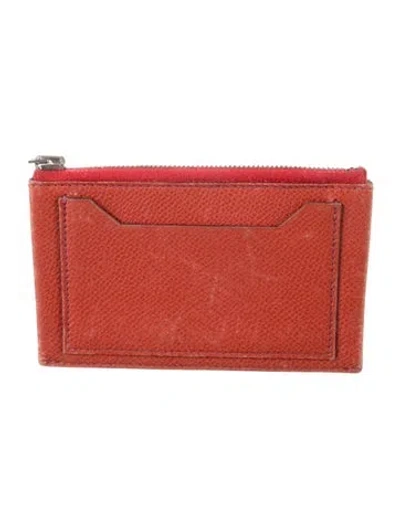 Pre-owned Hermes Passant Compact Wallet In Orange