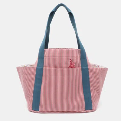 Pre-owned Hermes Passe Passe Pink Stripe Canvas Diaper Bag