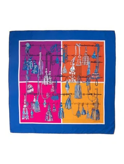 Pre-owned Hermes Passementerie Silk Scarf In Blue
