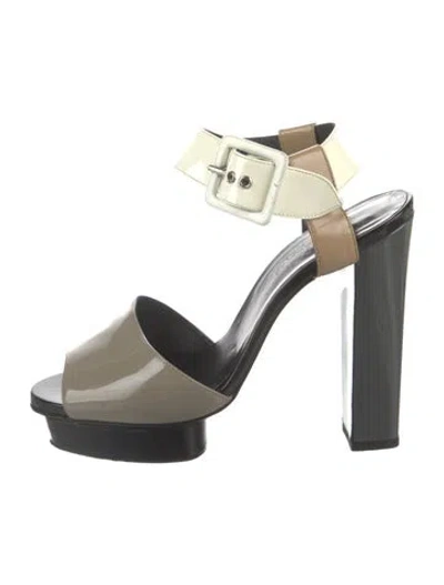 Pre-owned Hermes Patent Leather Sandals In Neutral