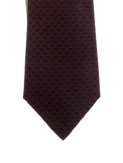 Pre-owned Hermes Pattern Print Silk Tie In Black