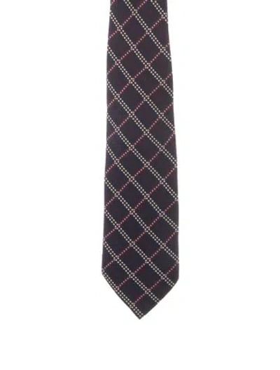 Pre-owned Hermes Pattern Print Silk Tie In Blue