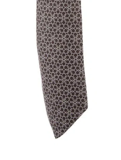 Pre-owned Hermes Pattern Print Silk Tie In Brown