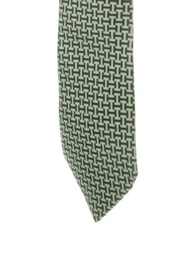 Pre-owned Hermes Pattern Print Silk Tie In Multi