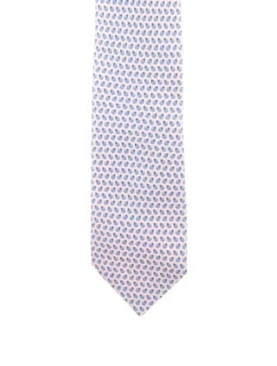 Pre-owned Hermes Pattern Print Silk Tie In Pink