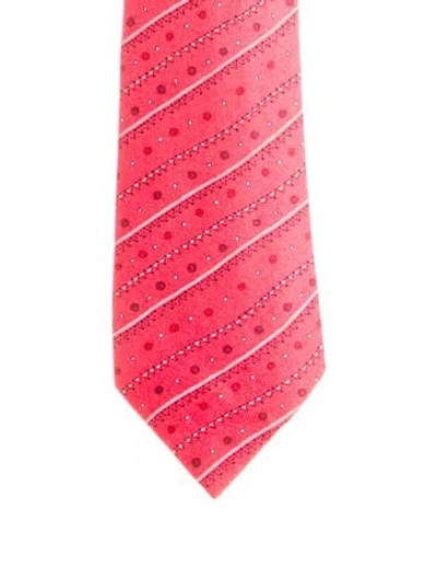 Pre-owned Hermes Pattern Print Silk Tie In Red