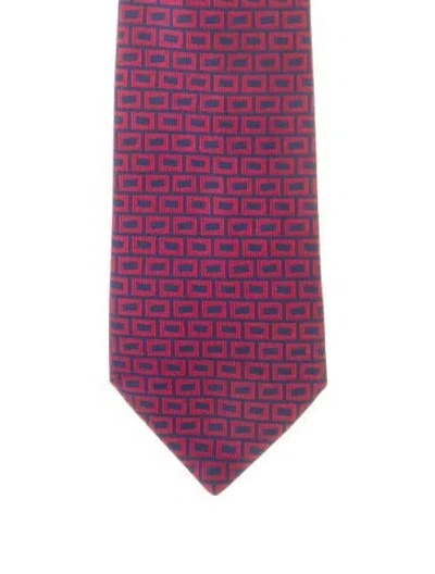 Pre-owned Hermes Pattern Print Silk Tie In Red