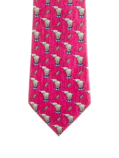 Pre-owned Hermes Pattern Print Silk Tie In Red
