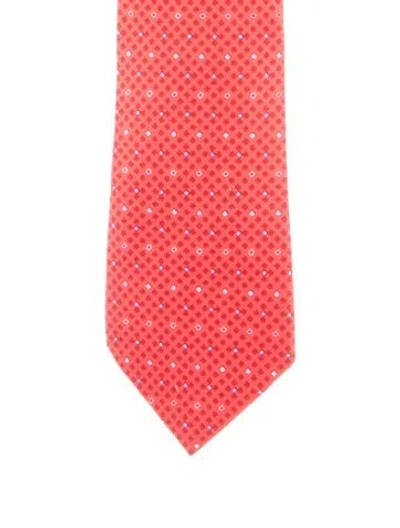 Pre-owned Hermes Pattern Print Silk Tie In Red
