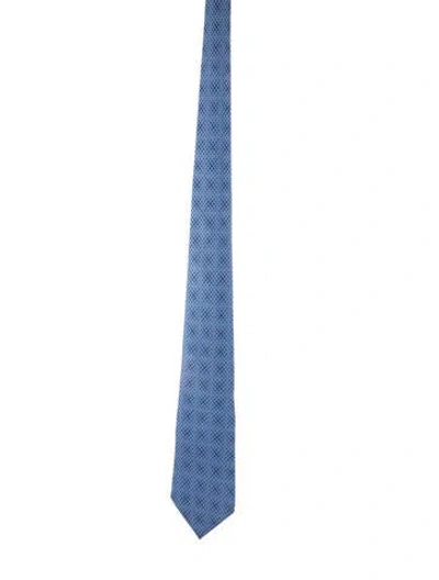 Pre-owned Hermes Pattern Print Tie In Blue