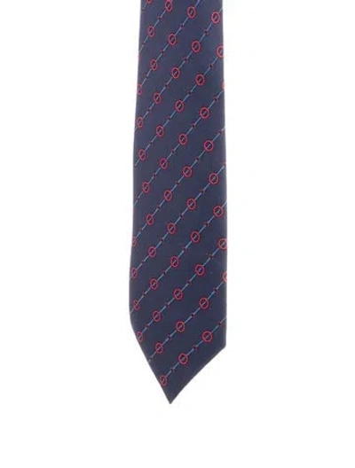Pre-owned Hermes Pattern Print Tie In Blue