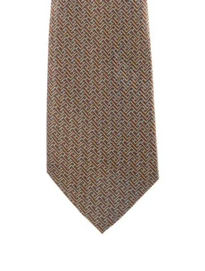 Pre-owned Hermes Pattern Print Tie In Brown
