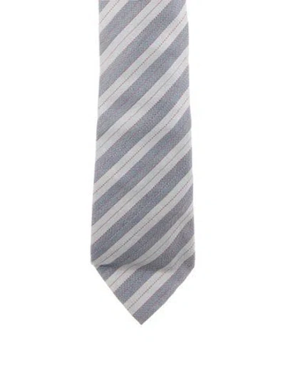 Pre-owned Hermes Pattern Print Tie In Gray
