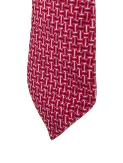 Pre-owned Hermes Pattern Print Tie In Multi