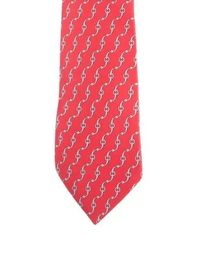Pre-owned Hermes Pattern Print Tie In Multi