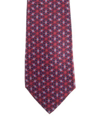 Pre-owned Hermes Pattern Print Tie In Multi