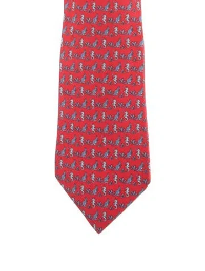 Pre-owned Hermes Pattern Print Tie In Multi